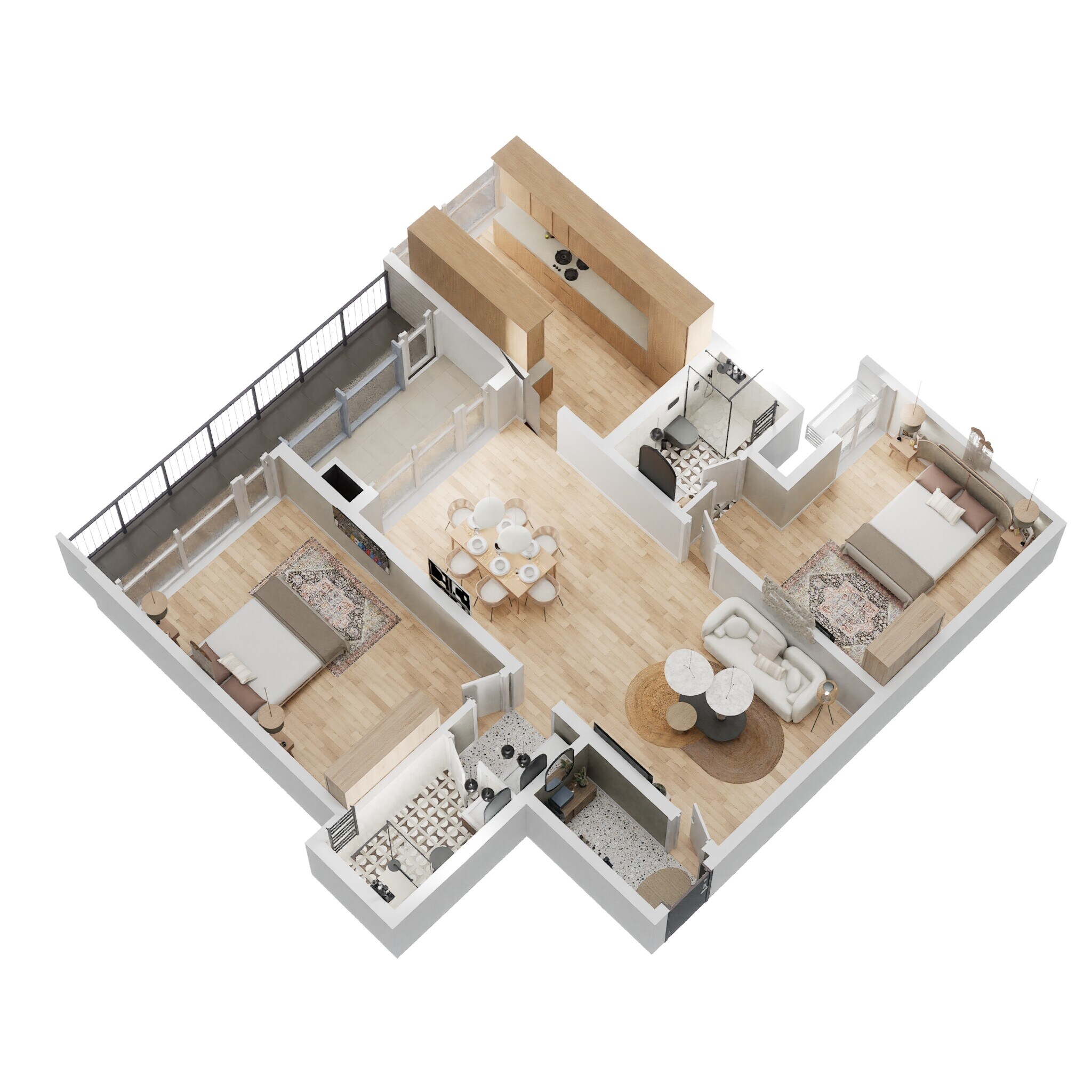 Floor plan of 2 BHK 1433 Sq. Ft. Apartment in Casagrand Amor, Bangalore