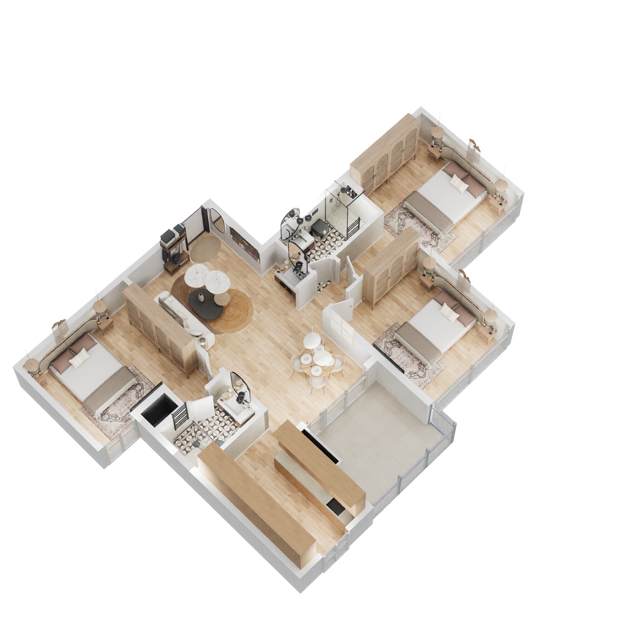 Floor plan of 3 BHK 1471 Sq. Ft. Apartment in Casagrand Amor, Bangalore