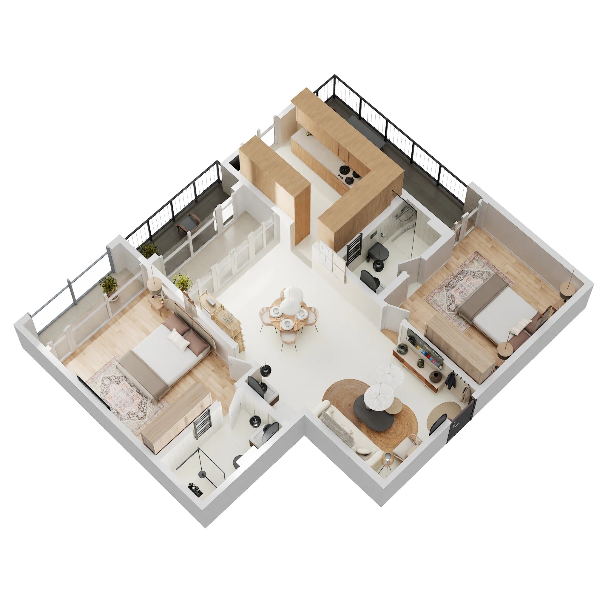 Floor plan of 2 BHK 1266 Sq. Ft. Apartment in Casagrand Casablanca, Bangalore