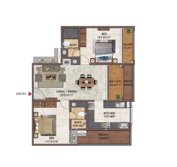 2 BHK 1265 Sq. Ft. Apartment in Casagrand Casablanca