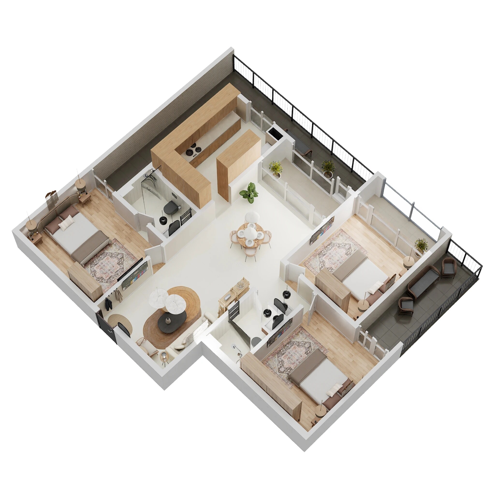 Floor plan of 3 BHK 1982 Sq. Ft. Apartment in Casagrand Casablanca, Bangalore