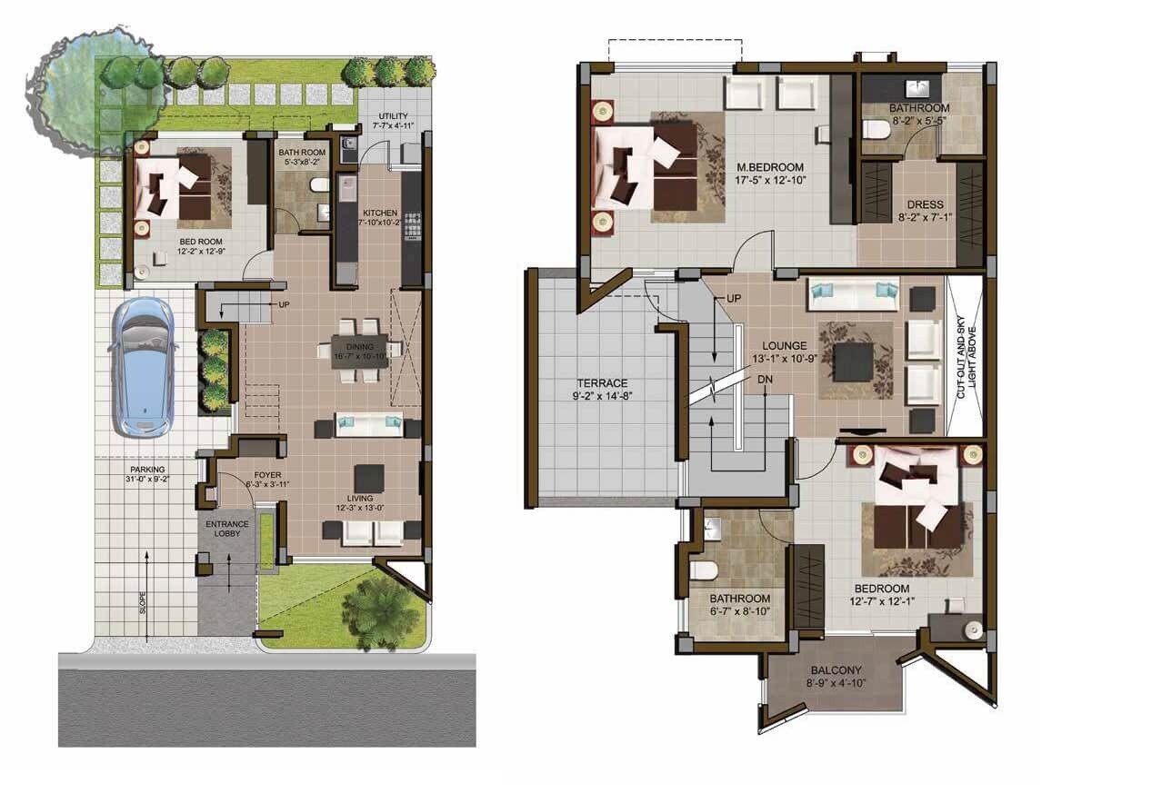 Floor plan of 4 BHK 2375 Sq. Ft. Villa in Casagrand Esmeralda, Bangalore