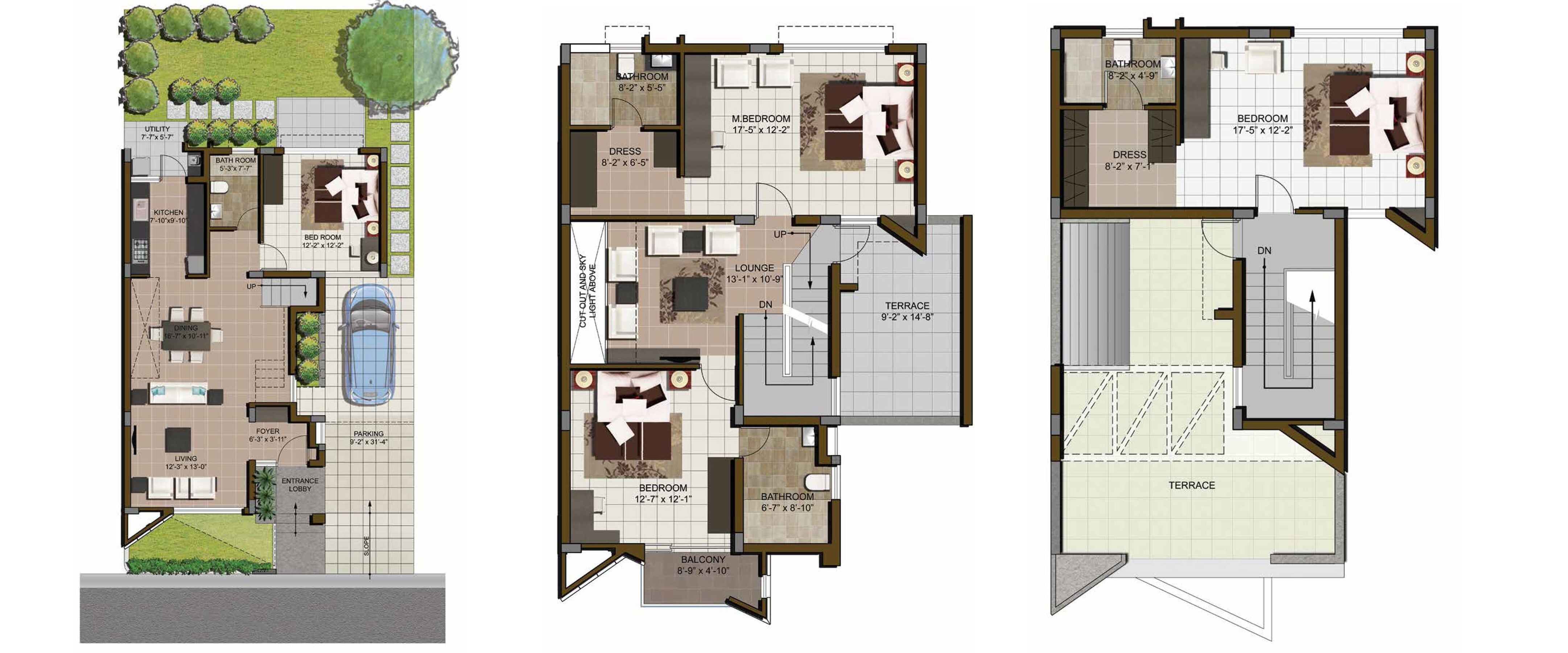 Floor plan of 4 BHK 2580 Sq. Ft. Villa in Casagrand Esmeralda, Bangalore