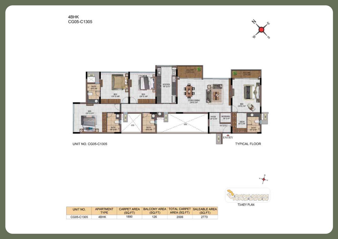 4 BHK 2773 Sq. Ft. Apartment