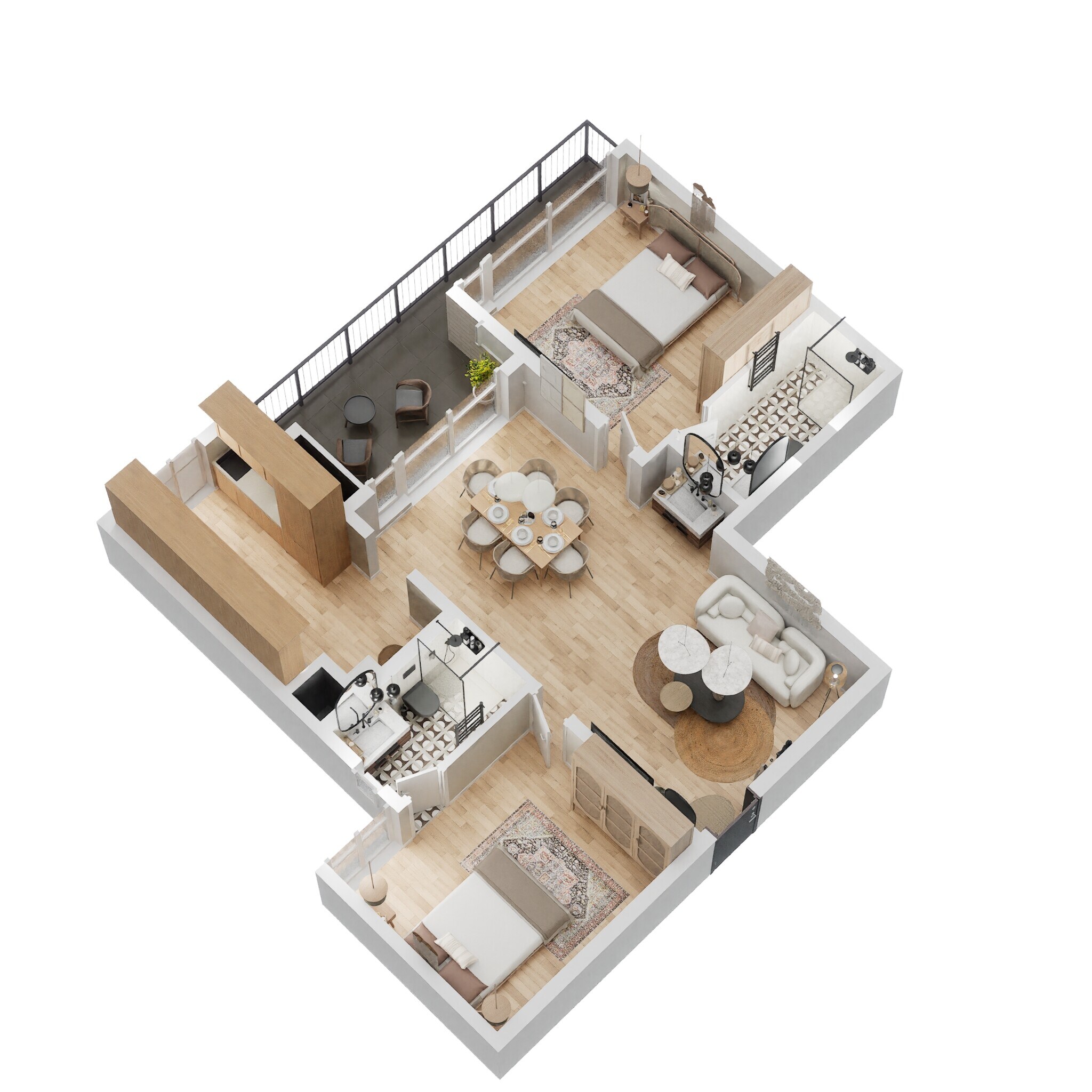 Floor plan of 2 BHK 1333 Sq. Ft. Apartment in Casagrand Flamingo, Bangalore