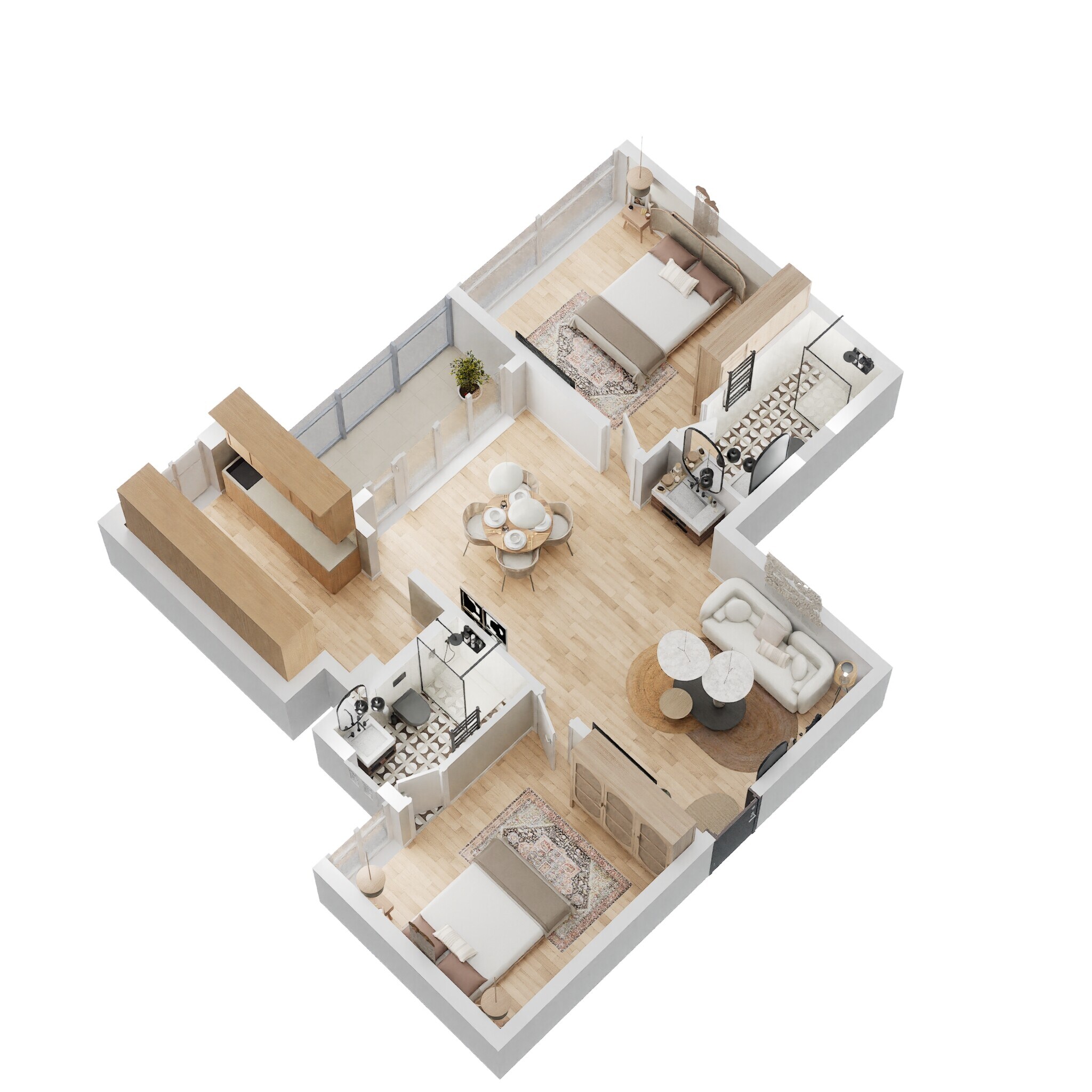 Floor plan of 2 BHK 1335 Sq. Ft. Apartment in Casagrand Flamingo, Bangalore