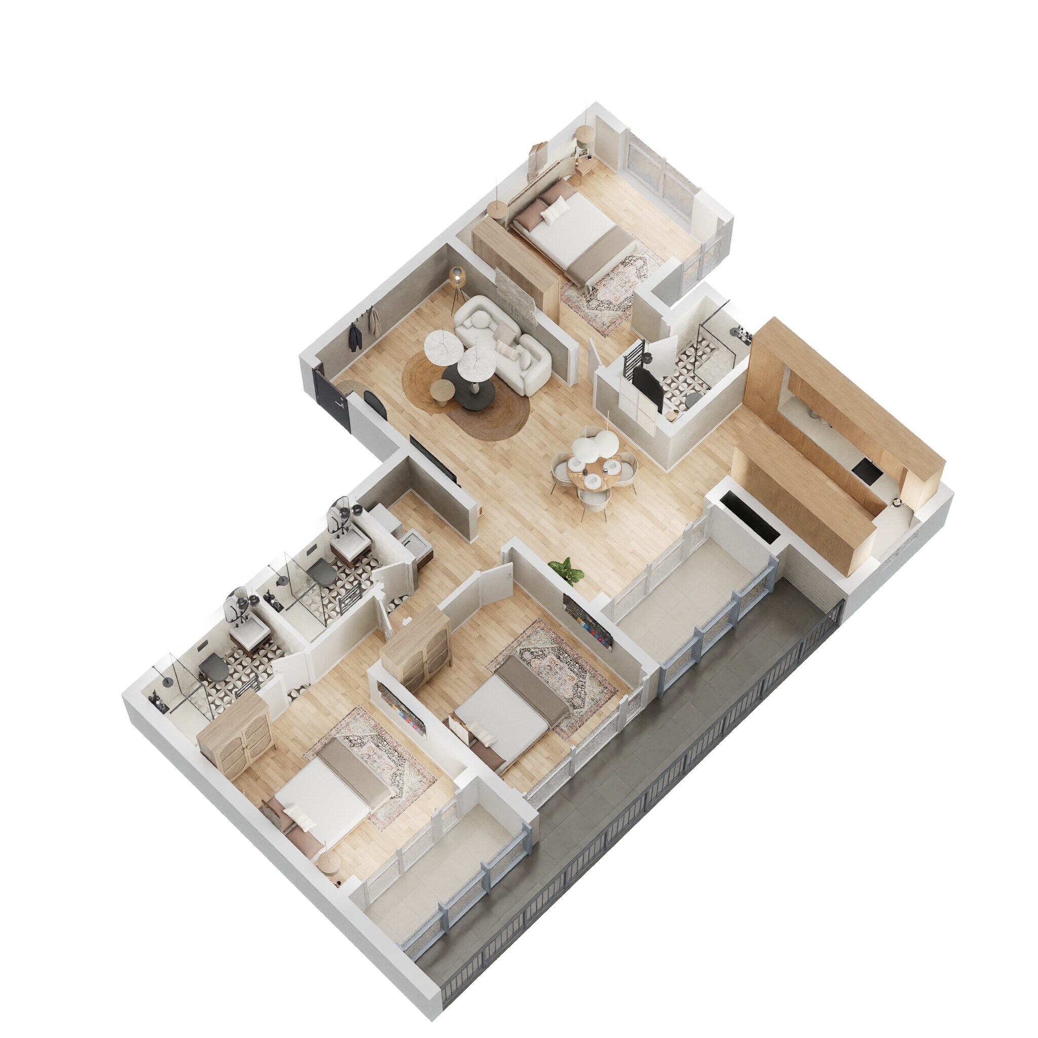 Floor plan of 3 BHK 1697 Sq. Ft. Apartment in Casagrand Flamingo, Bangalore