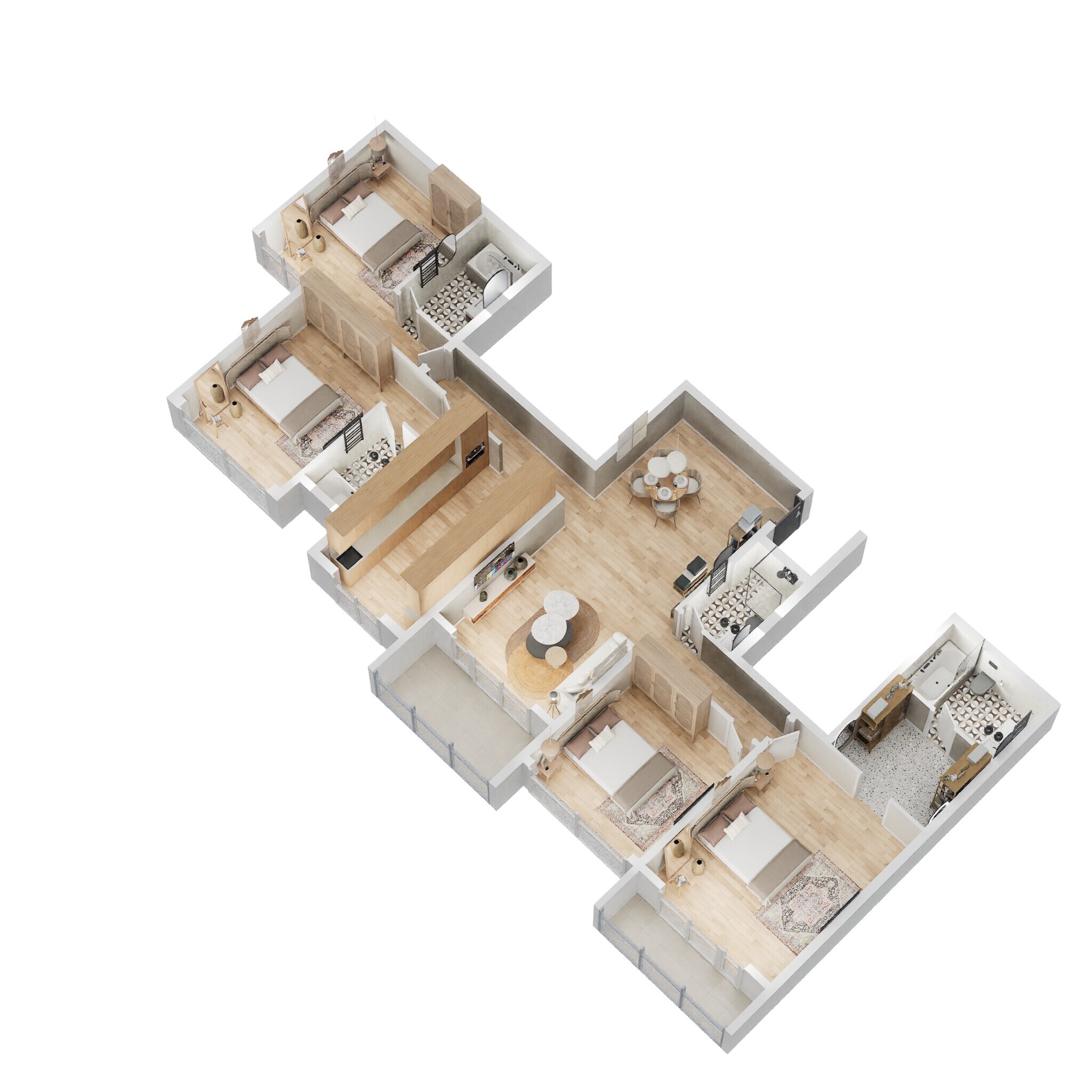 Floor plan of 4 BHK 2443 Sq. Ft. Apartment in Casagrand Flamingo, Bangalore