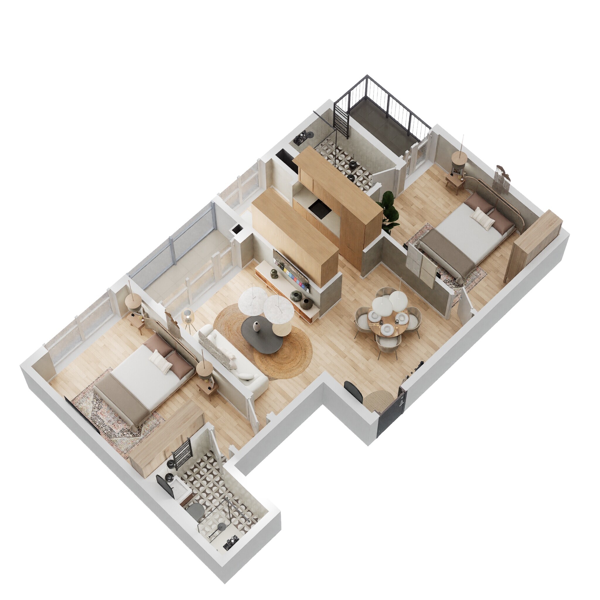 Floor plan of 2 BHK 1090 Sq. Ft. Apartment in Casagrand Keatsway, Bangalore