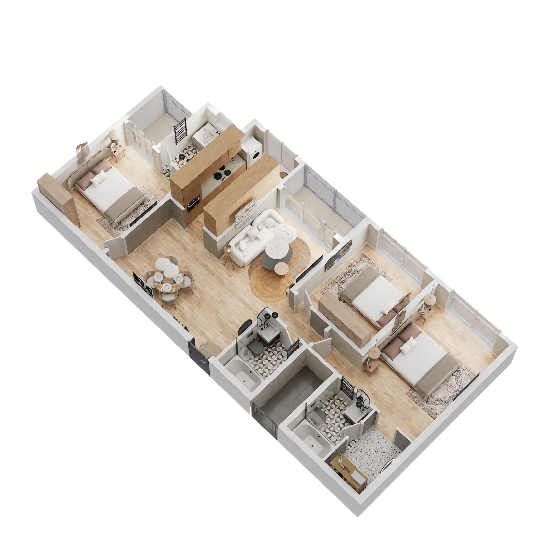 Floor plan of 3 BHK 1889 Sq. Ft. Apartment in Casagrand Keatsway, Bangalore