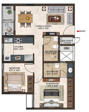  2 BHK Apartment at Casagrand Lorenza, Agrahara Badavane – for Rent