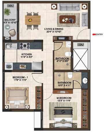  2 BHK Apartment at Casagrand Lorenza, Kogilu – for Rent
