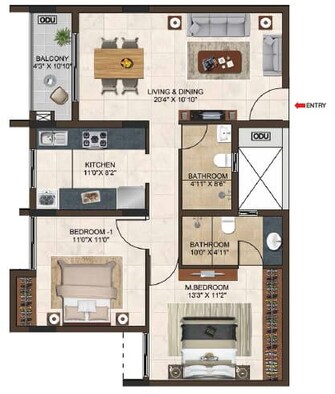 2 BHK Apartment For Rent in Casagrand Lorenza Kogilu Bangalore  8123700