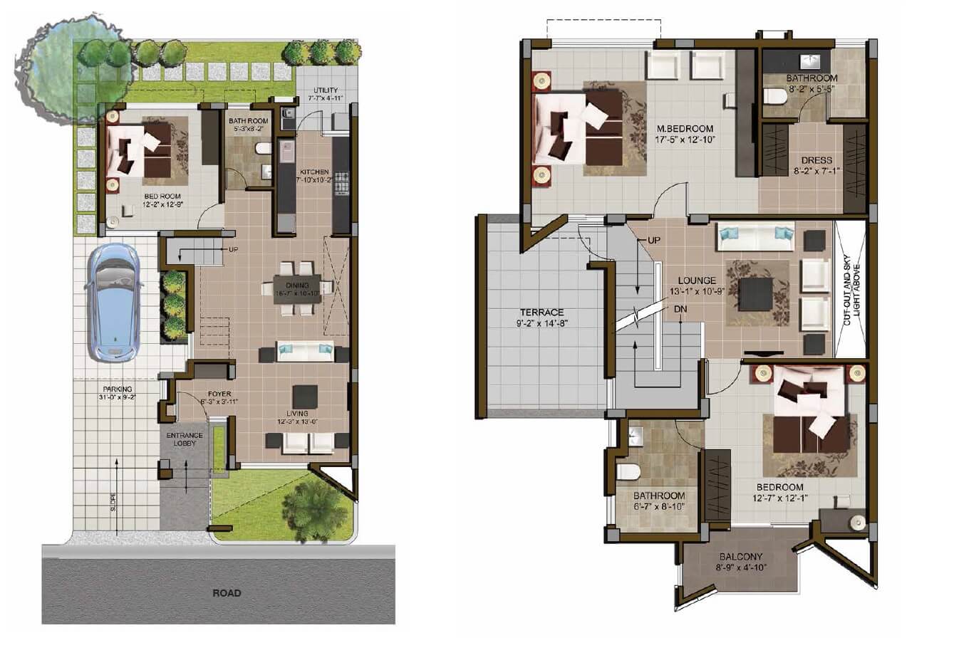 Floor plan of 3 BHK 2319 Sq. Ft. Villa in Casagrand Neona, Bangalore