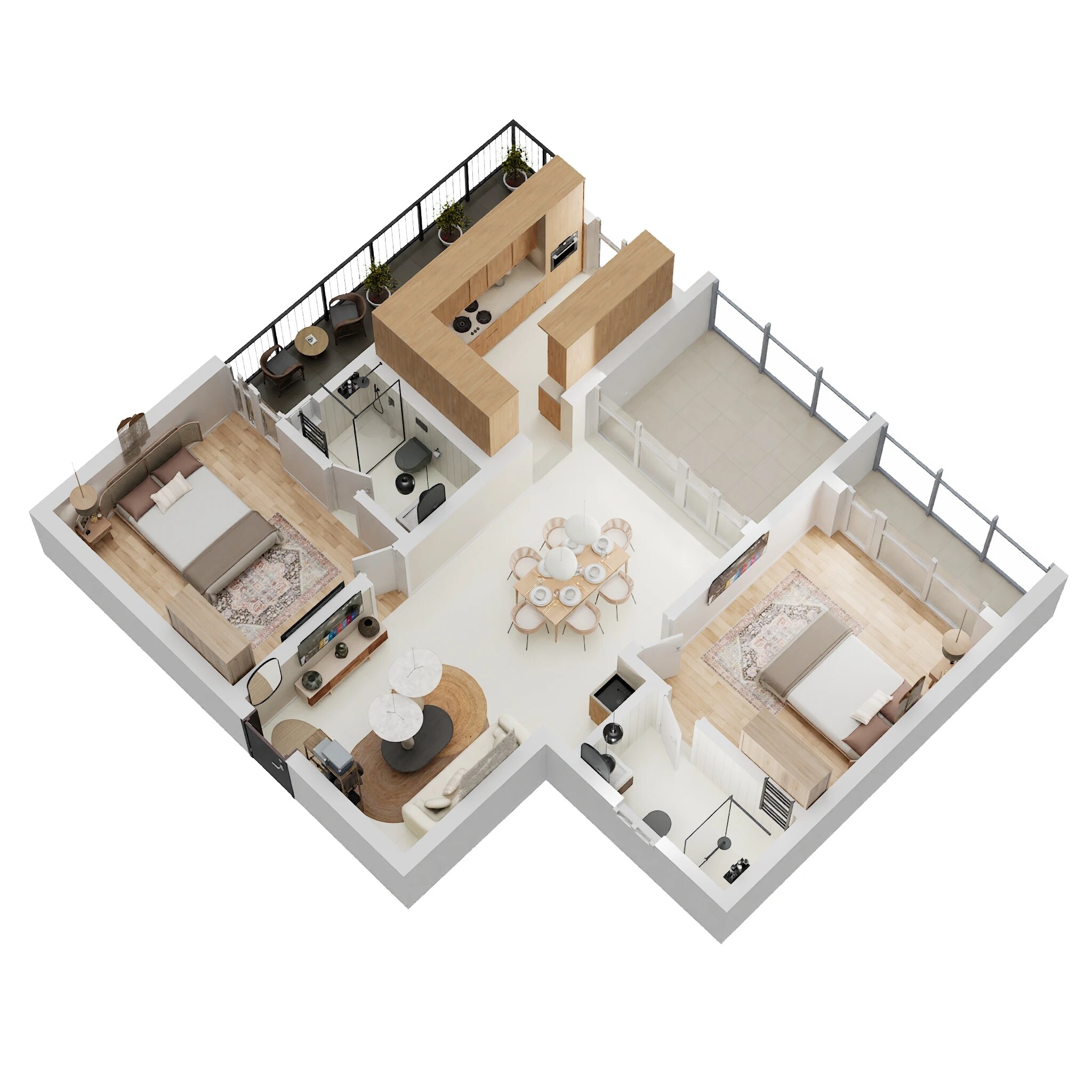 Floor plan of 2 BHK 1288 Sq. Ft. Apartment in Casagrand Vivacity, Bangalore