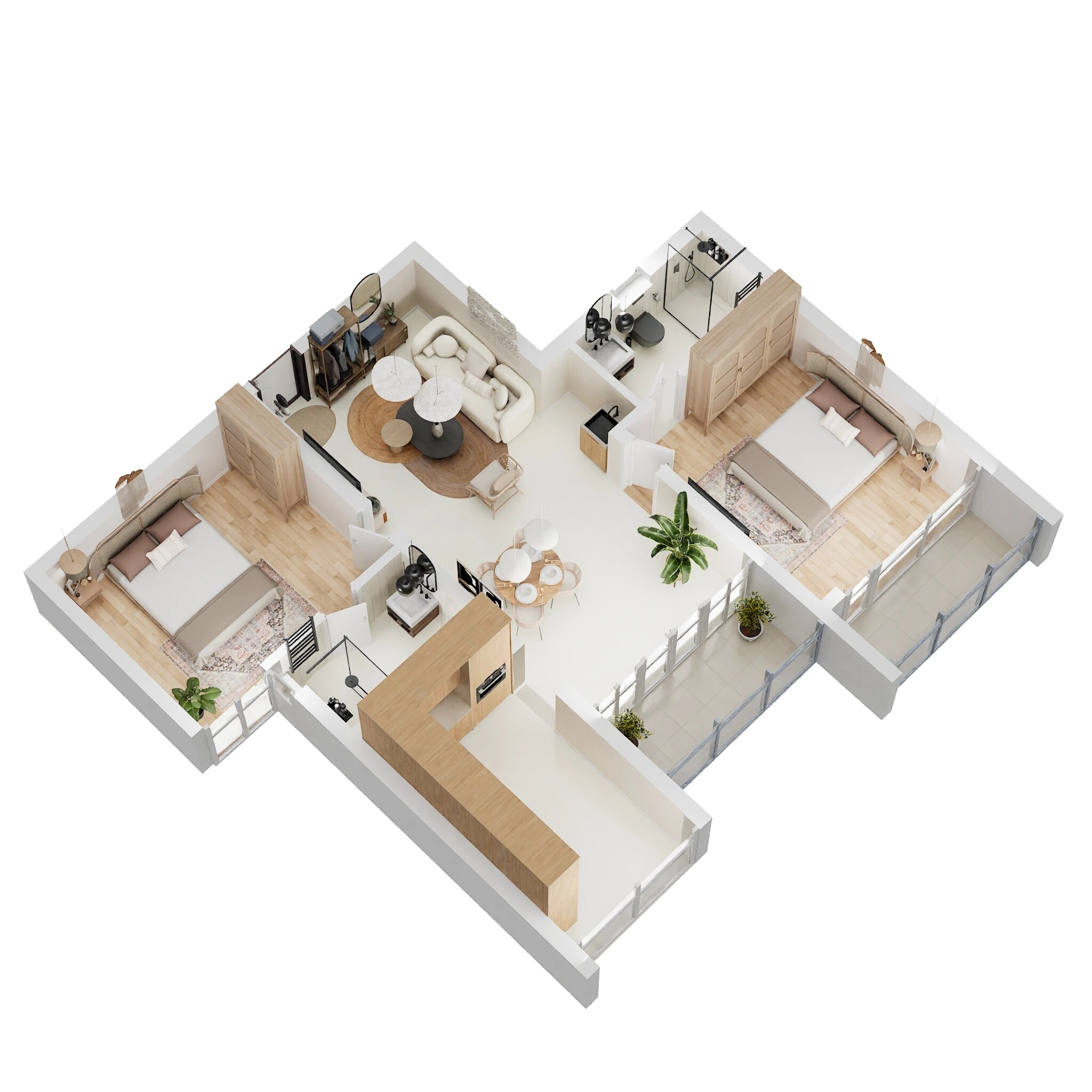 Floor plan of 2 BHK 1345 Sq. Ft. Apartment in Casagrand Vivacity, Bangalore