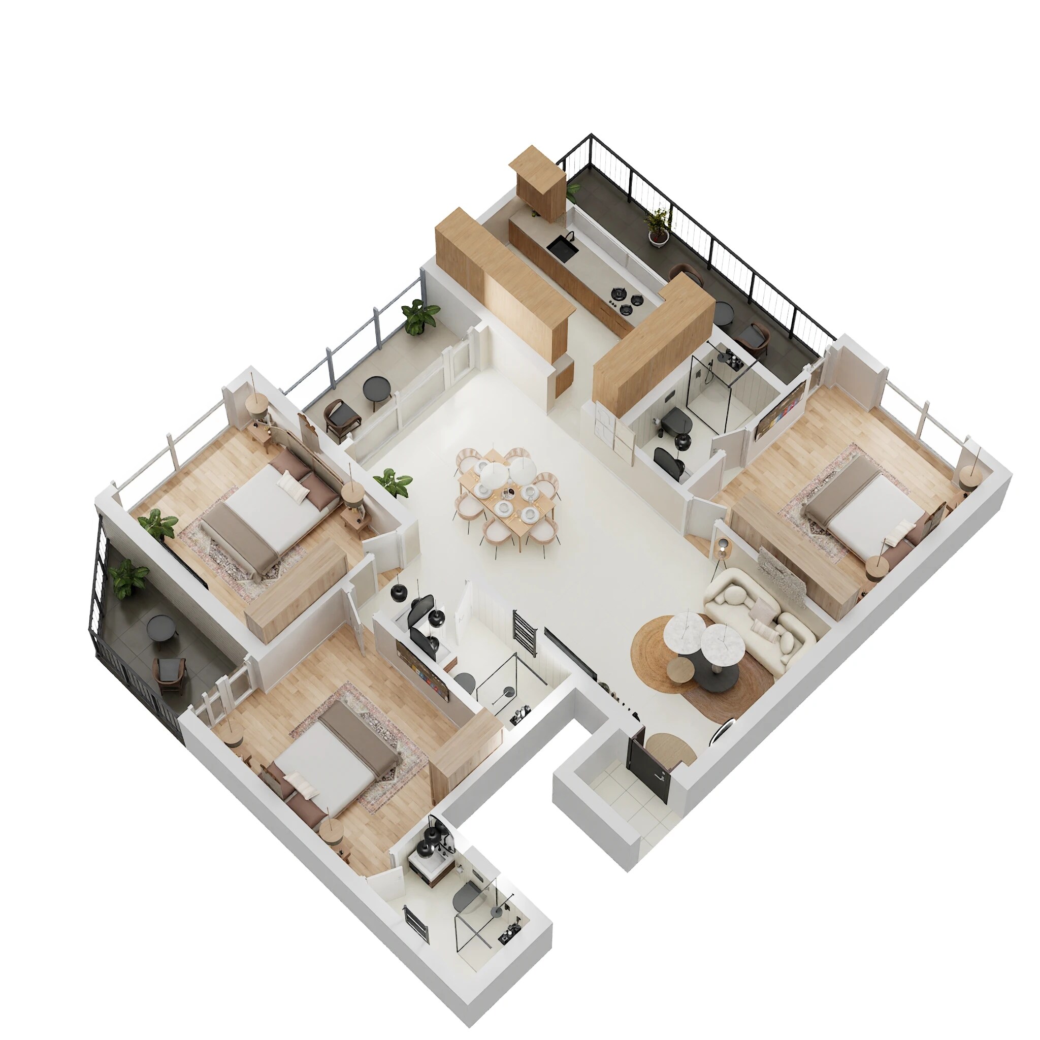 Floor plan of 3 BHK 2016 Sq. Ft. Apartment in Casagrand Vivacity, Bangalore