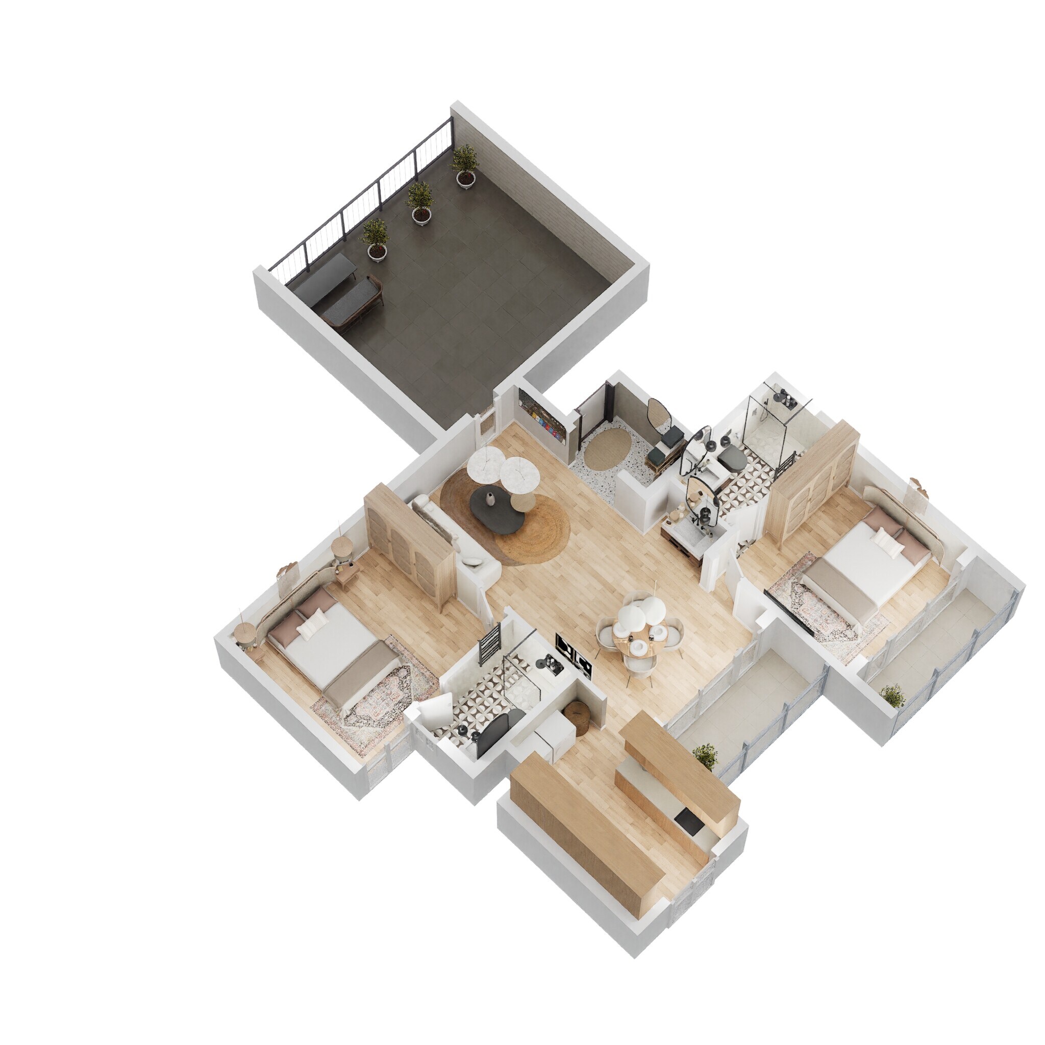 Floor plan of 2 BHK 1271 Sq. Ft. Apartment in Casagrand Zaiden, Bangalore
