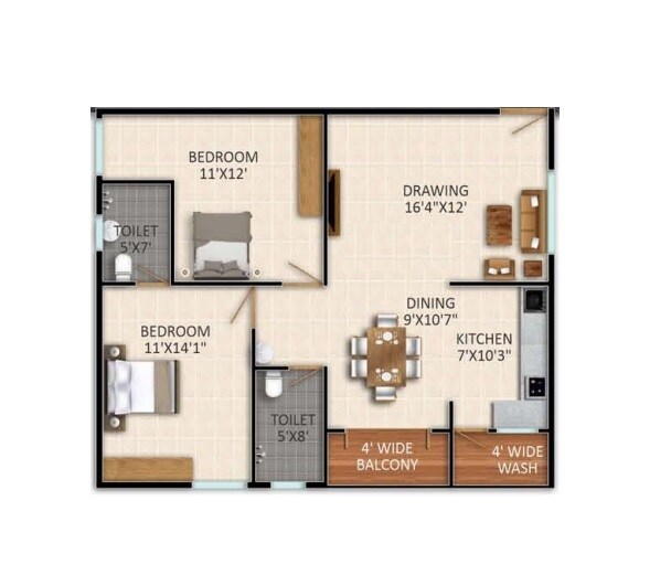 2 BHK 1512 Sq. Ft. Apartment