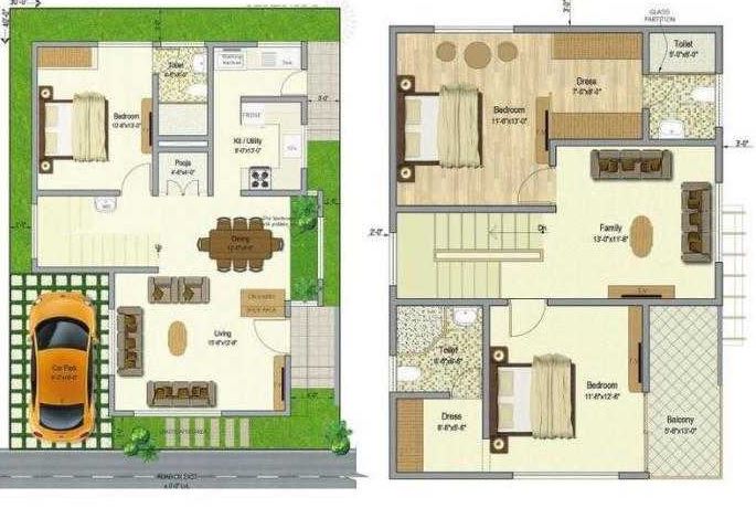 Floor plan of 3 BHK 1741 Sq. Ft. Villa in Celebrity Serenity, Bangalore