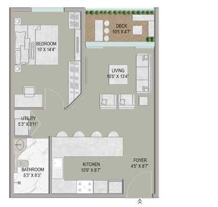Floor plan of 1 BHK 855 Sq. Ft. Apartment in Centreo, Bangalore