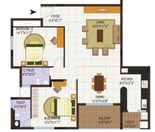 2 BHK 1300 Sq. Ft. Apartment in Century Central