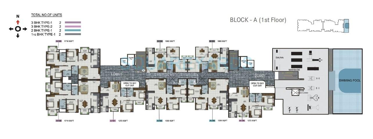 Floor plan of 1 BHK 1083 Sq. Ft. Apartment in Century Celeste, Bangalore