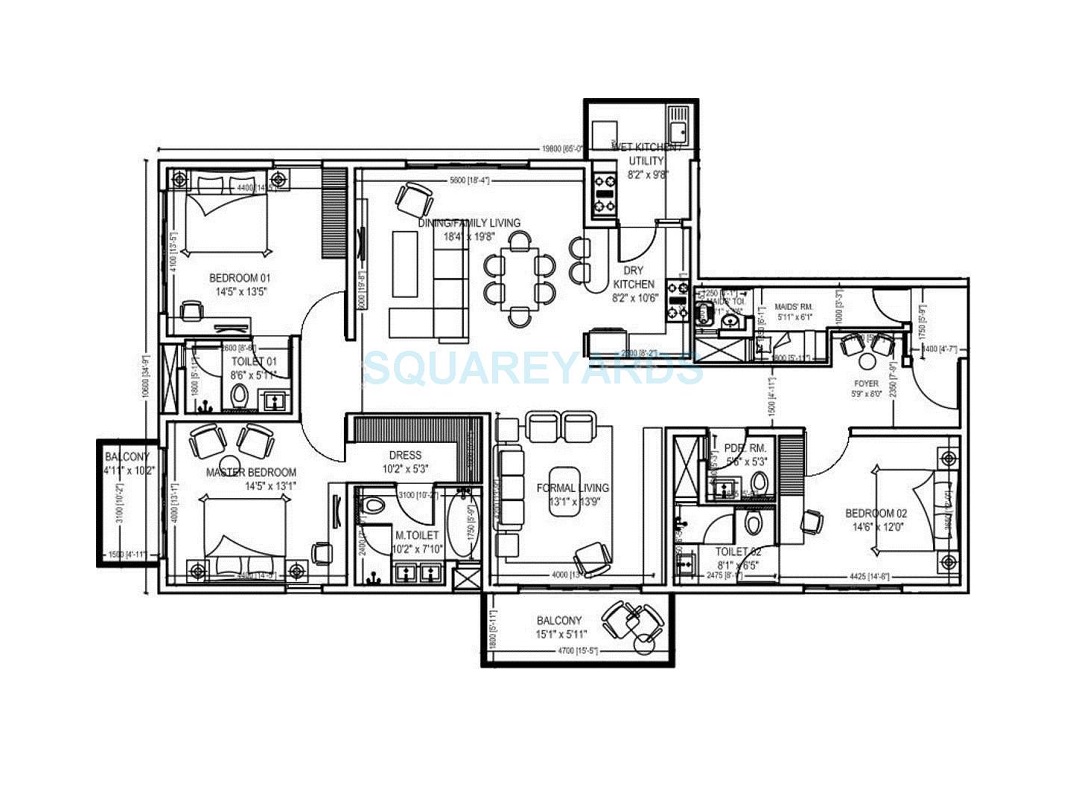 3 BHK 2960 Sq. Ft. Apartment in Century Ethos