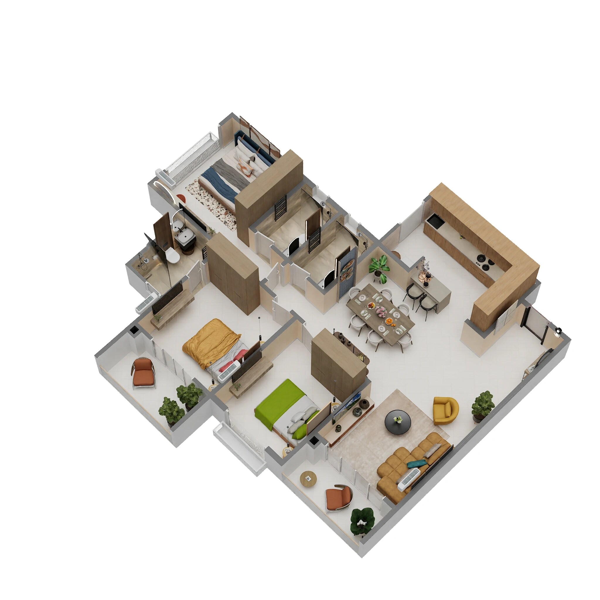 Floor plan of 3 BHK 1755 Sq. Ft. Apartment in Century Kindle, Bangalore