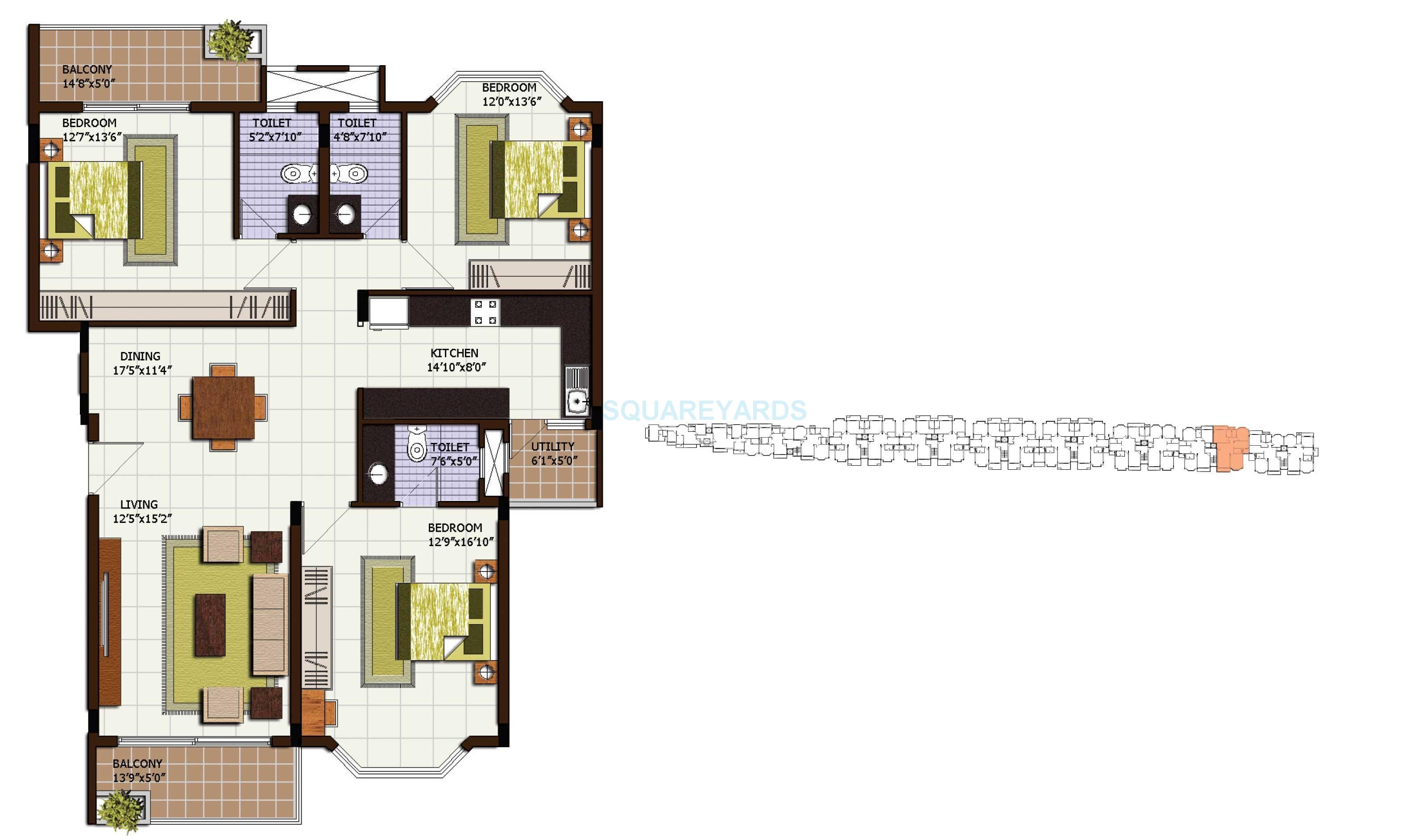 Other, century-linea 3 Bedroom 1849 Sq.Ft. Apartment In Jakkuru Bangalore 7768645