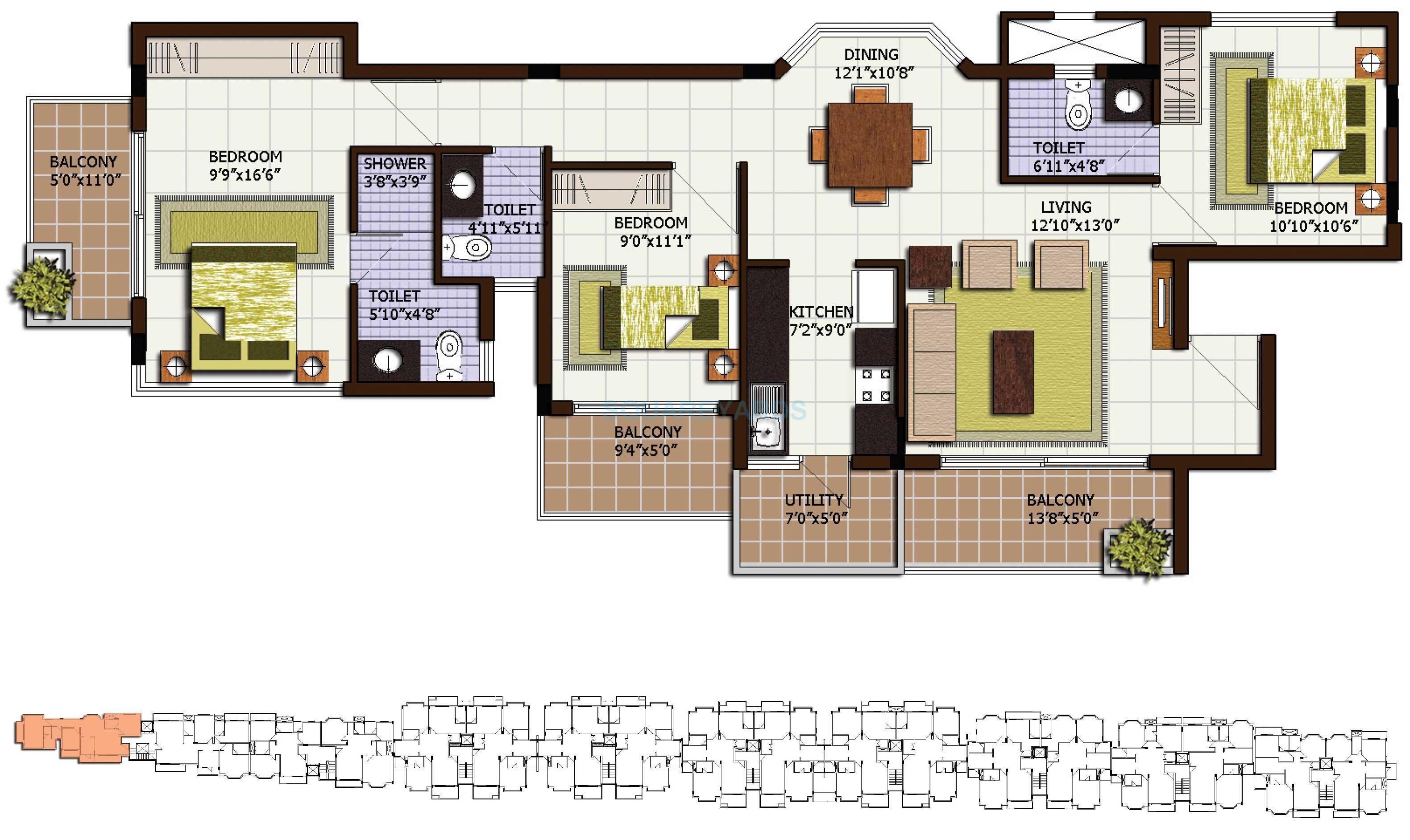 3 BHK 1585 Sq. Ft. Apartment
