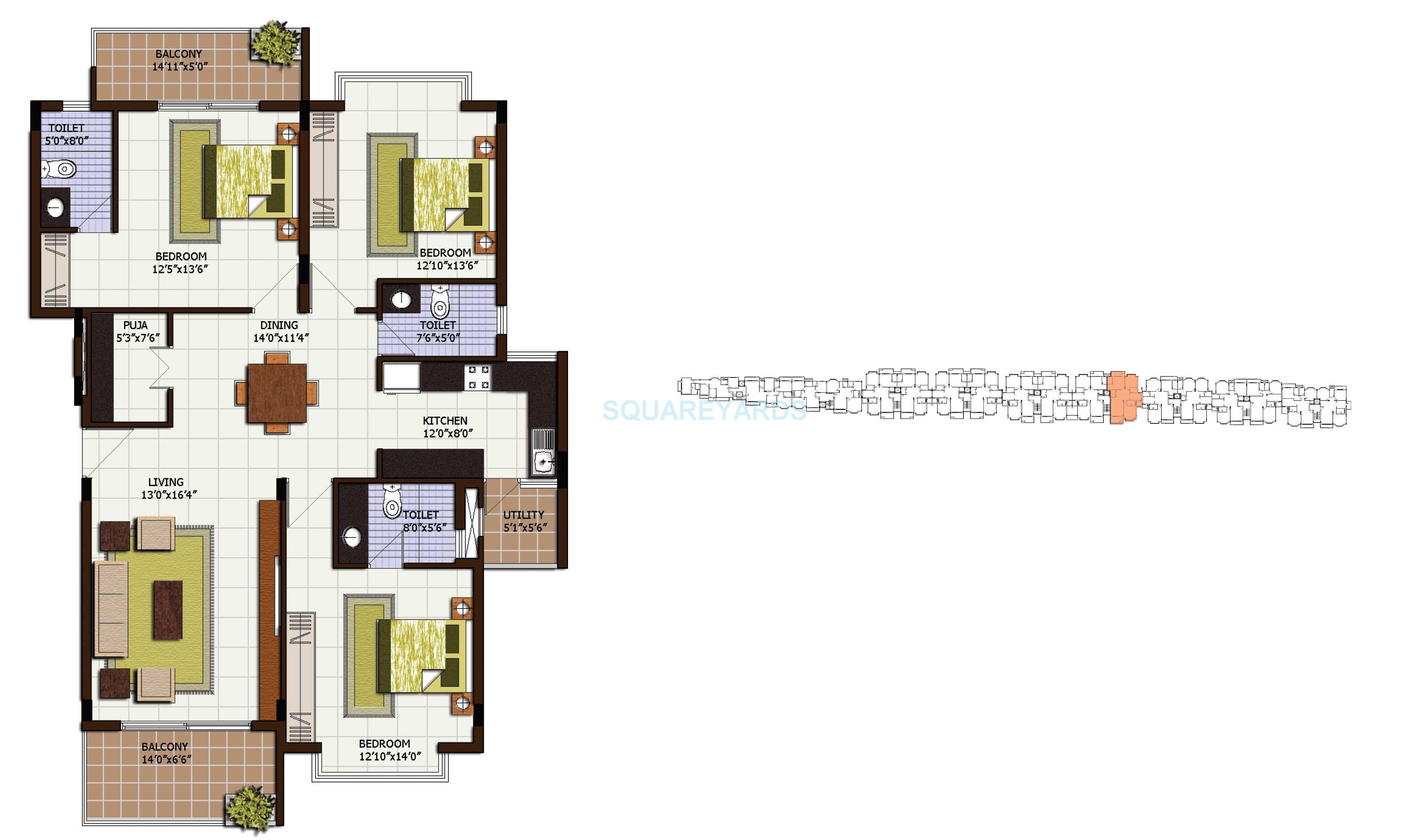 3 BHK 1941 Sq. Ft. Apartment