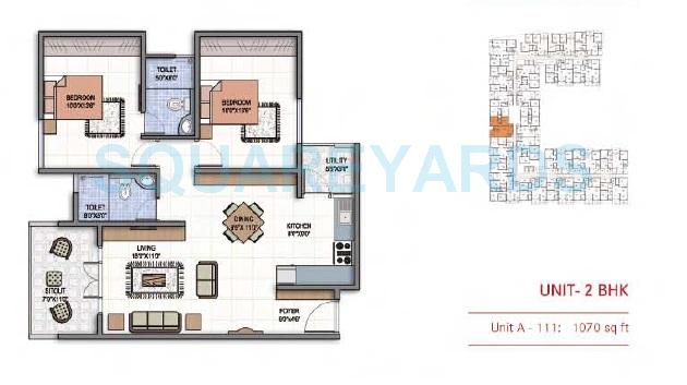 2 BHK 1070 Sq. Ft. Apartment
