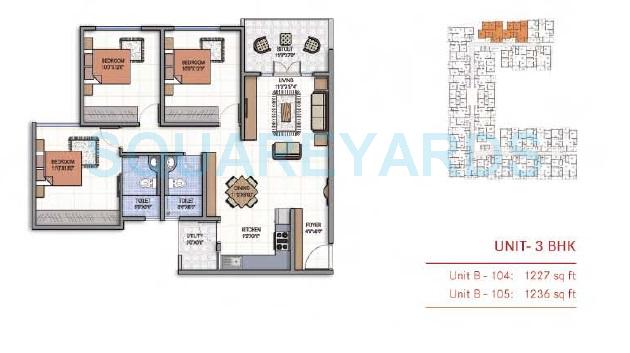 3 BHK 1225 Sq. Ft. Apartment