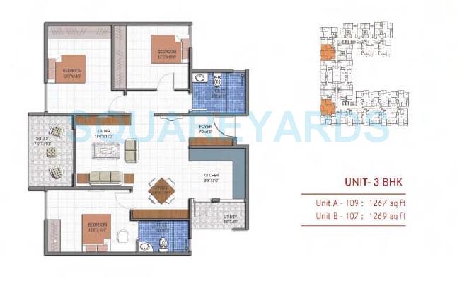 3 BHK 1269 Sq. Ft. Apartment