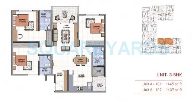 3 BHK 1439 Sq. Ft. Apartment