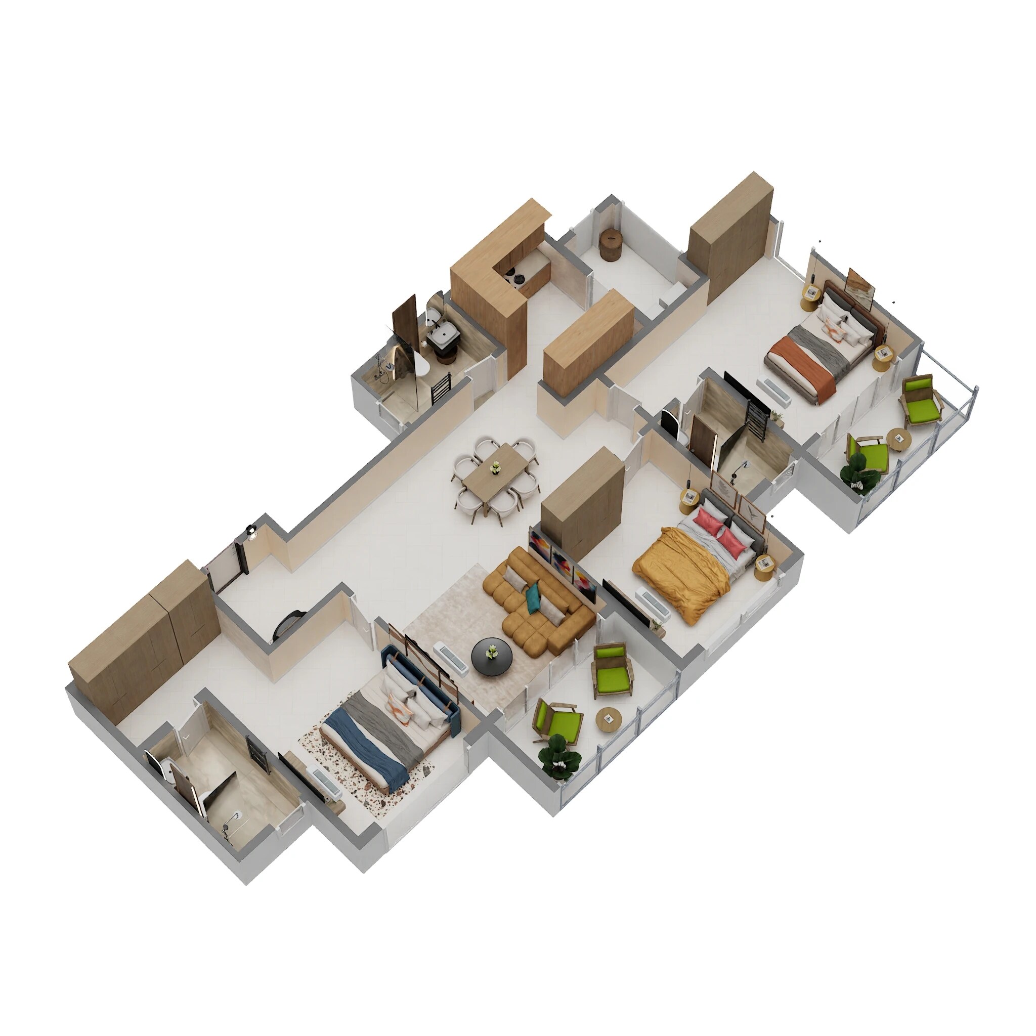 3 BHK 1990 Sq. Ft. Apartment