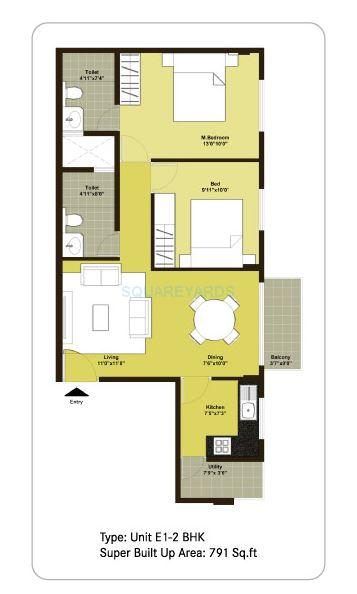 2 BHK 791 Sq. Ft. Apartment
