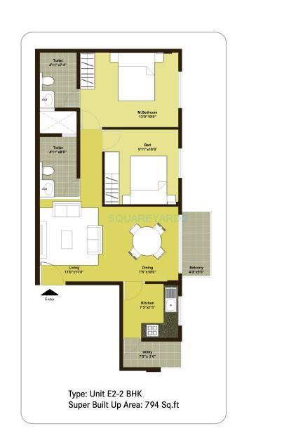 2 BHK 794 Sq. Ft. Apartment