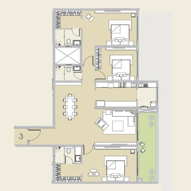 3 BHK 2375 Sq. Ft. Apartment