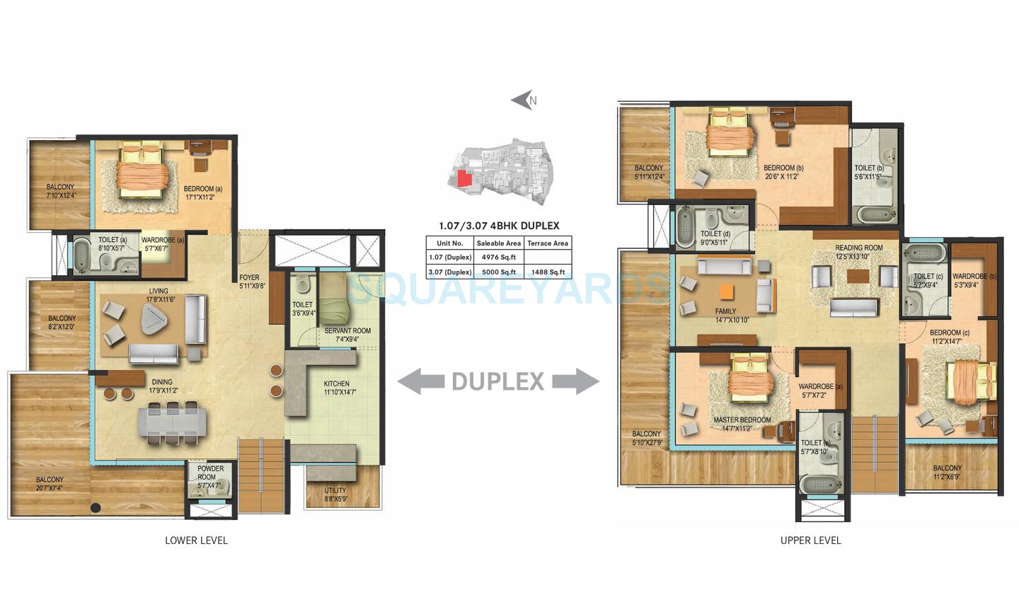 Floor plan of 4 BHK 4976 Sq. Ft. Apartment in Century Renata, Bangalore