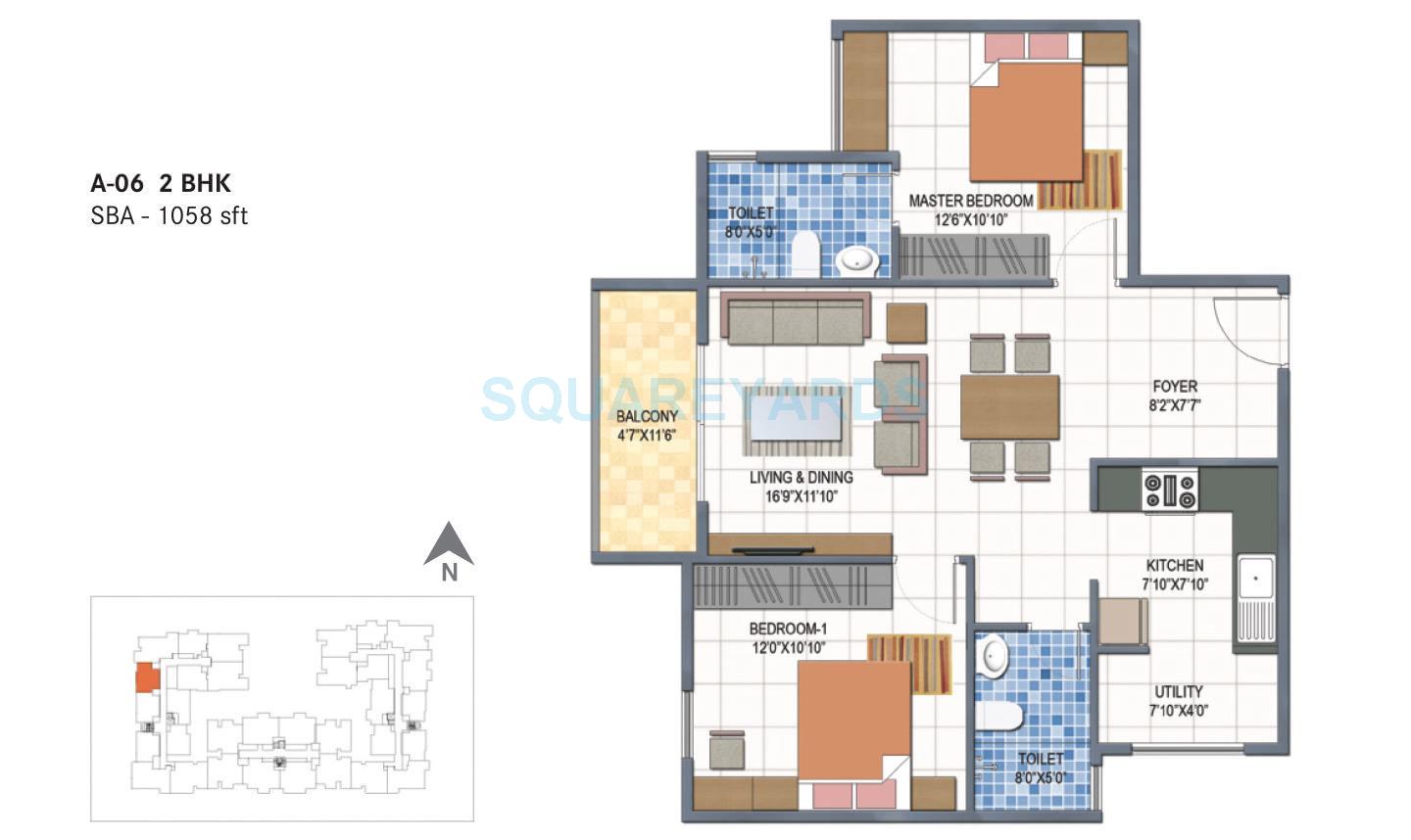 2 BHK 1058 Sq. Ft. Apartment