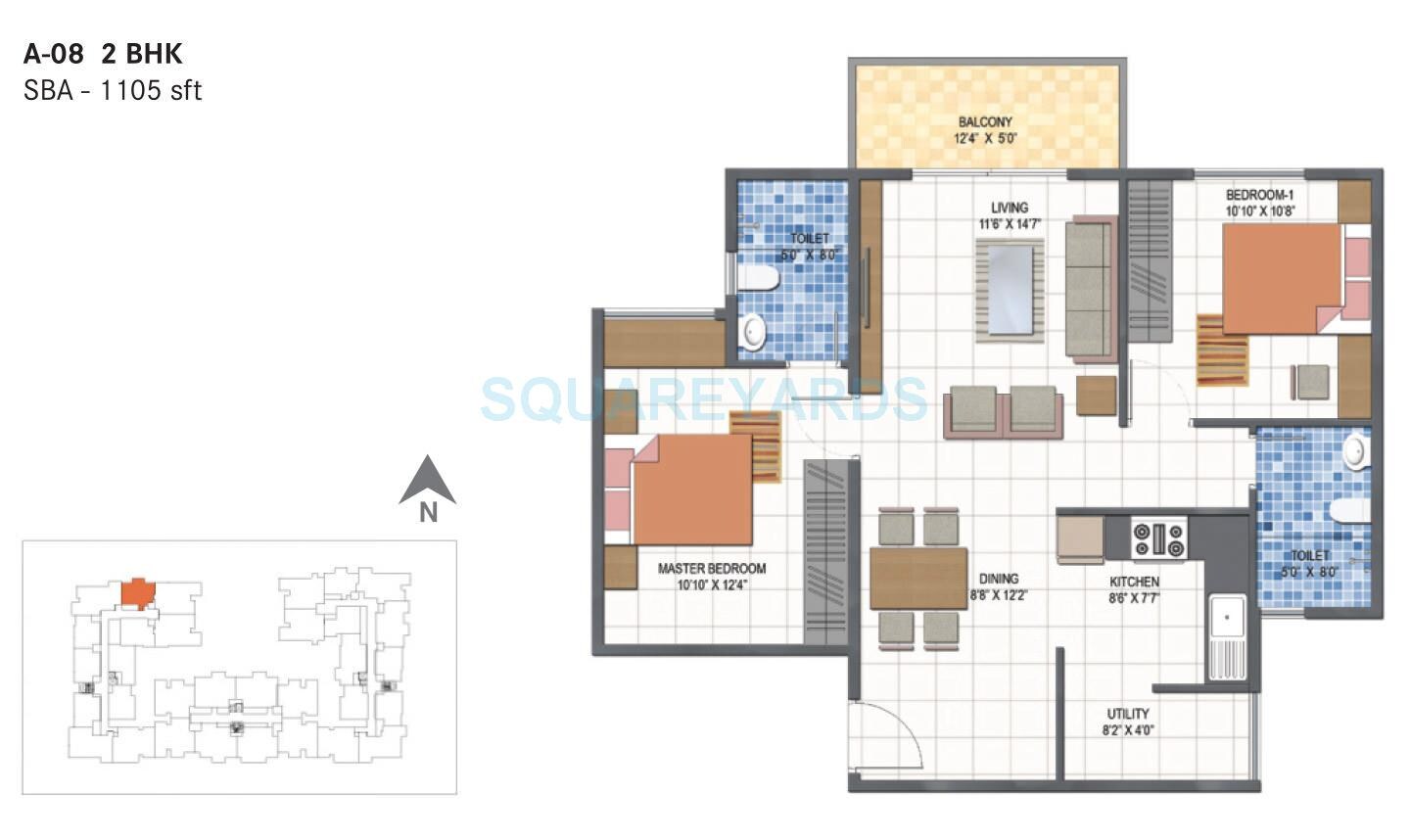 2 BHK 1105 Sq. Ft. Apartment