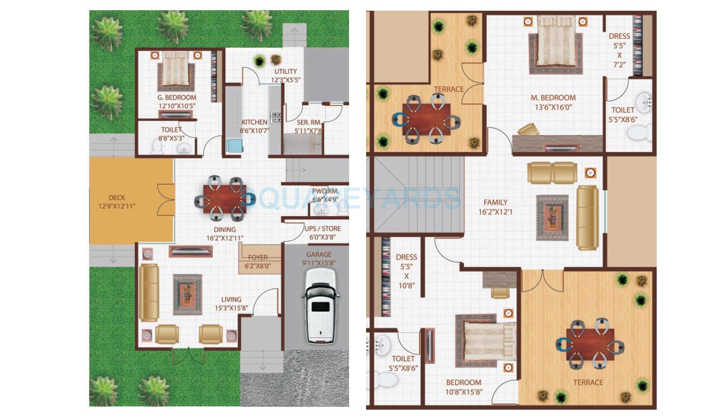 Floor plan of 3 BHK 2782 Sq. Ft. Villa in Century Wintersun, Bangalore
