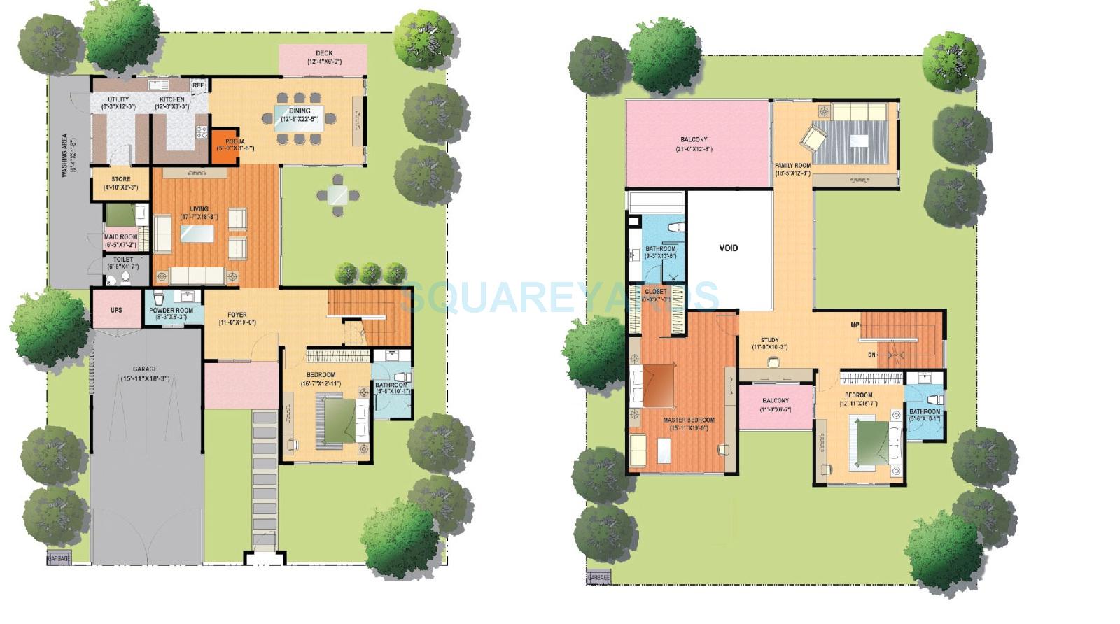 Floor plan of 3 BHK 3972 Sq. Ft. Villa in Century Wintersun, Bangalore