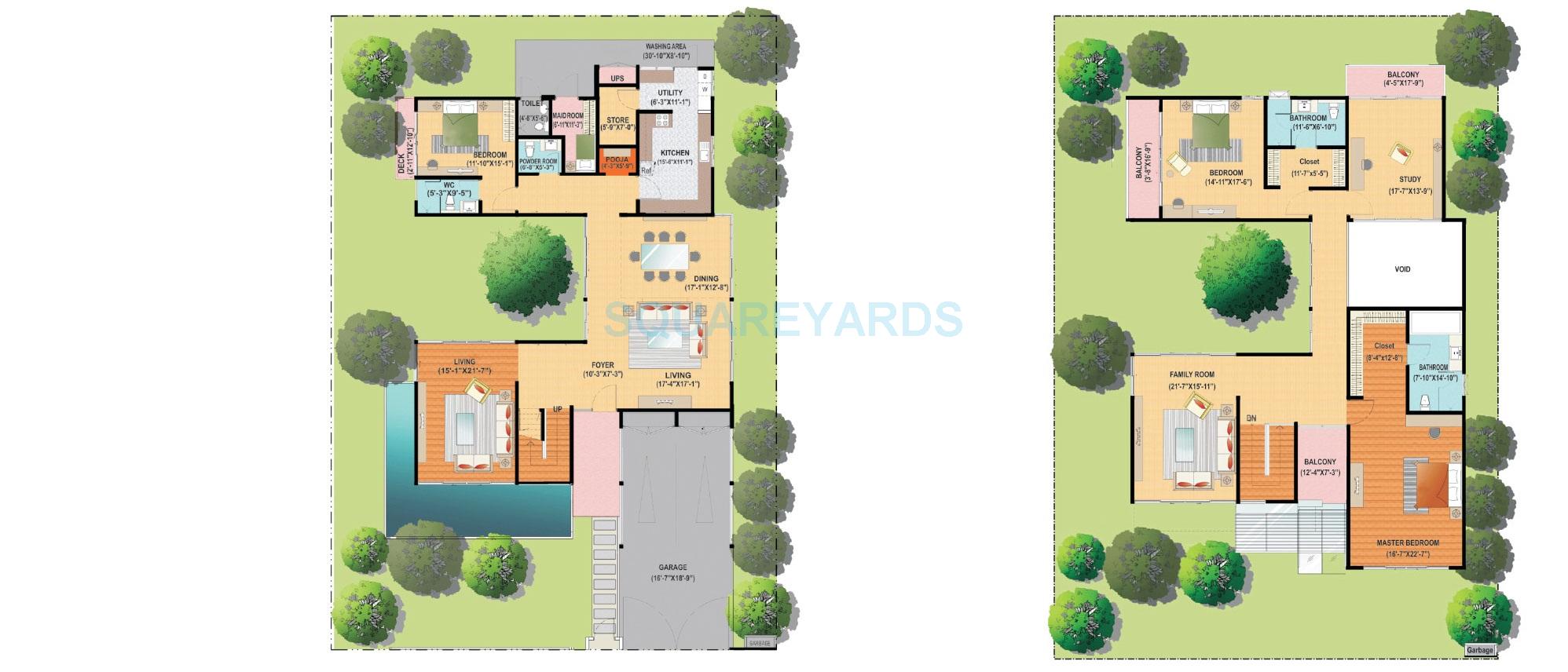 Floor plan of 3 BHK 4889 Sq. Ft. Villa in Century Wintersun, Bangalore
