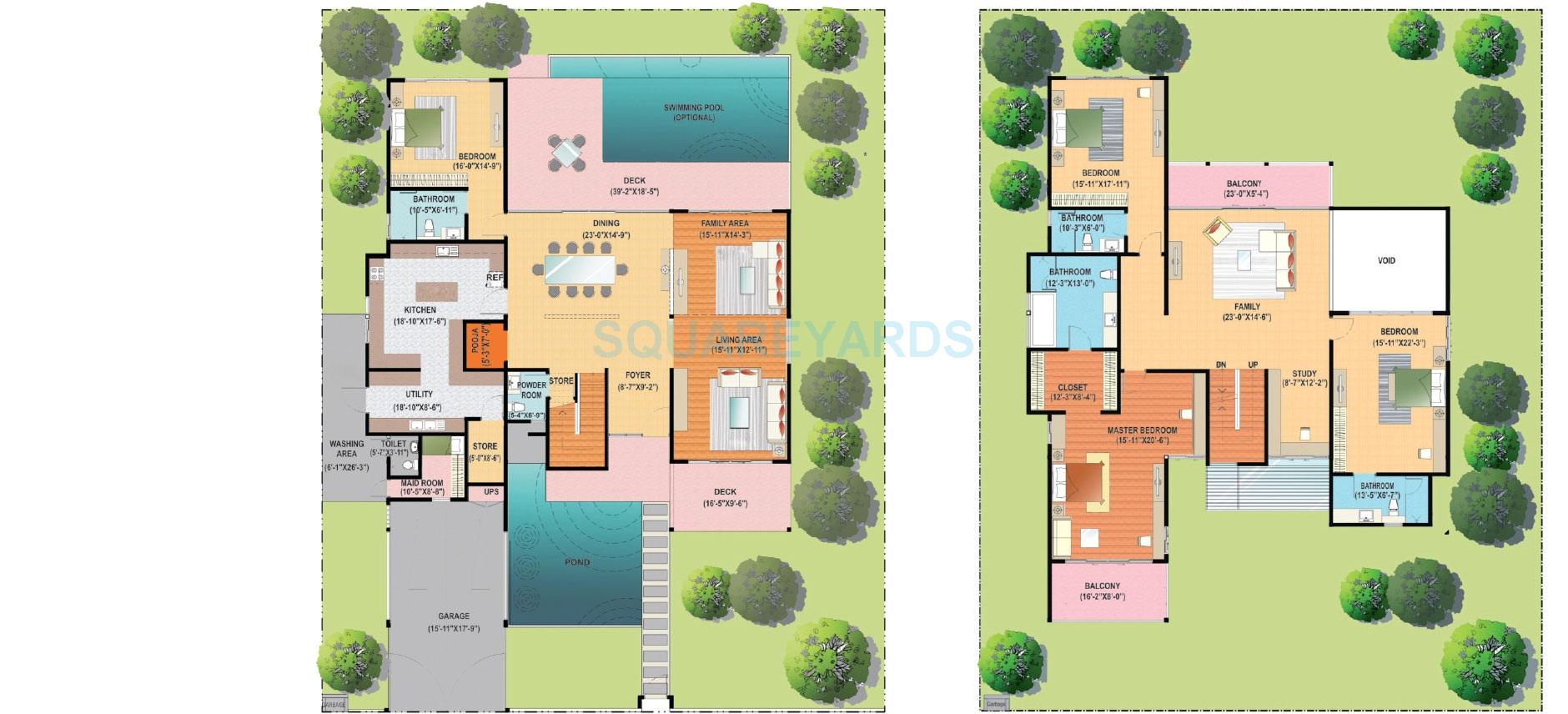 Floor plan of 4 BHK 5180 Sq. Ft. Villa in Century Wintersun, Bangalore