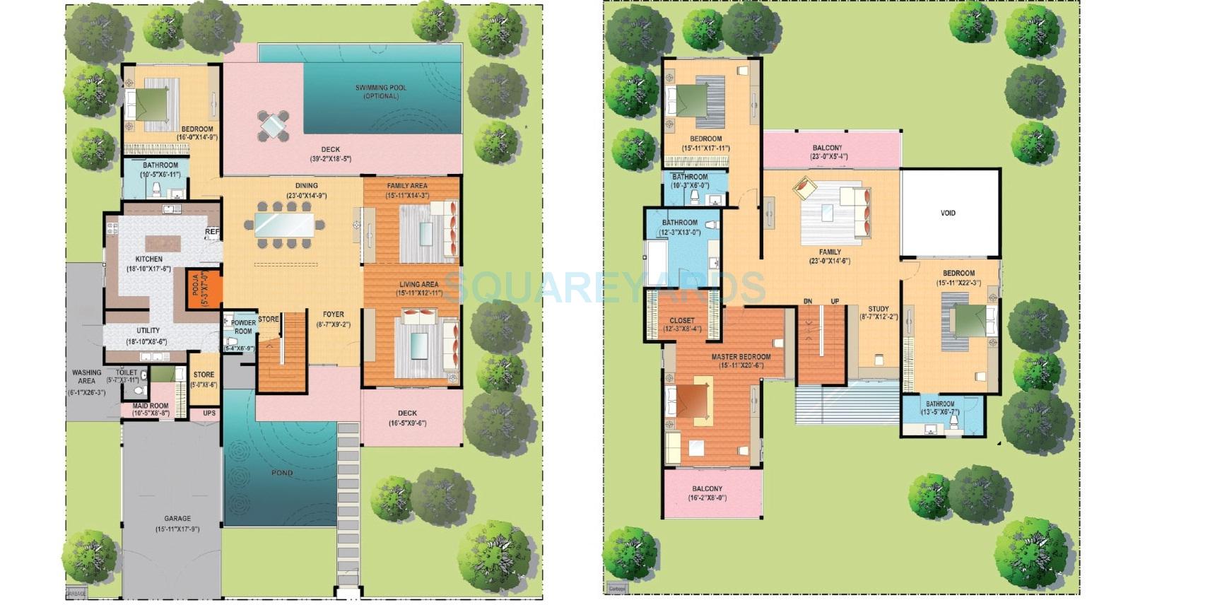 Floor plan of 4 BHK 5807 Sq. Ft. Villa in Century Wintersun, Bangalore