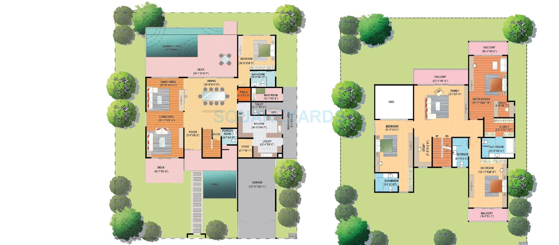 Floor plan of 4 BHK 5931 Sq. Ft. Villa in Century Wintersun, Bangalore