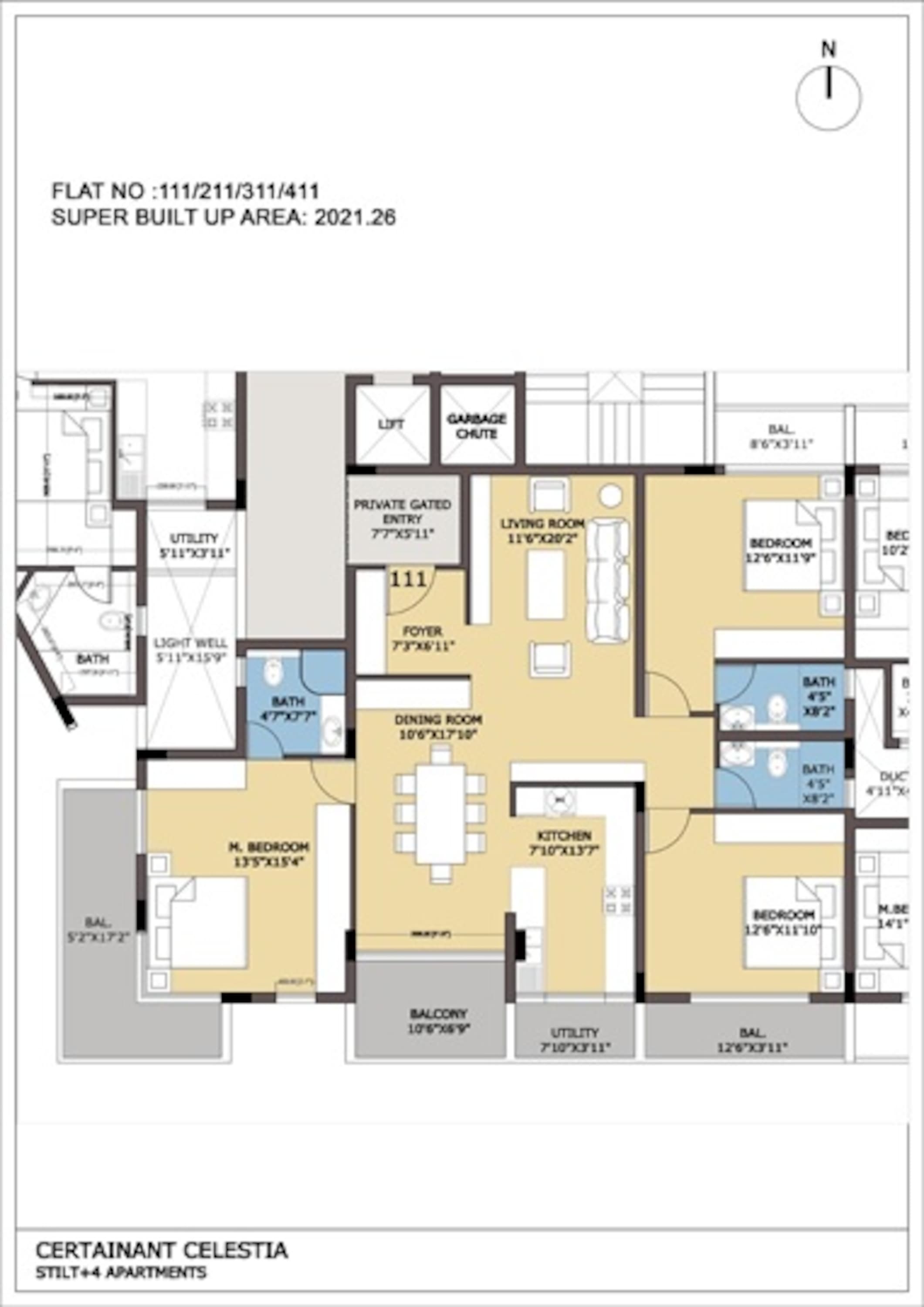certainant celestia apartment 3bhk 2021sqft221